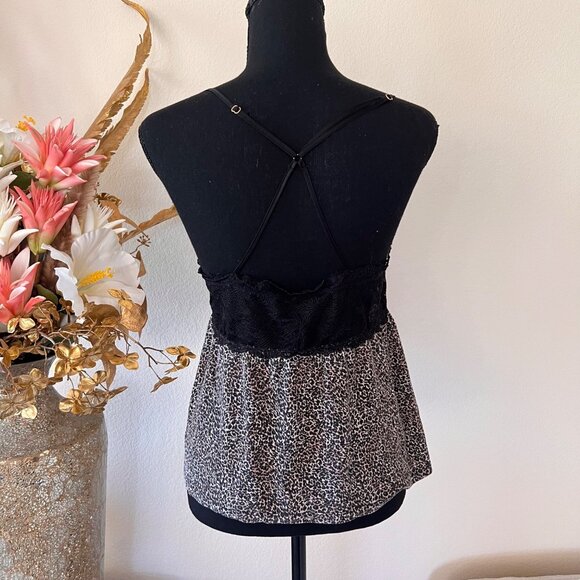 Vintage Victoria Secret Lingerie Cheetah Leopard Lace Babydoll Cami Top S/M - Picture 2 of 9